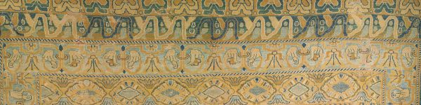Detail of an early 17th century Portuguese Armourial Carpet from the Doris Duke Collection. Sized approximately 19'5" x 14'10". Sold at auction by Christie's for $80,500 (USD) including premium.