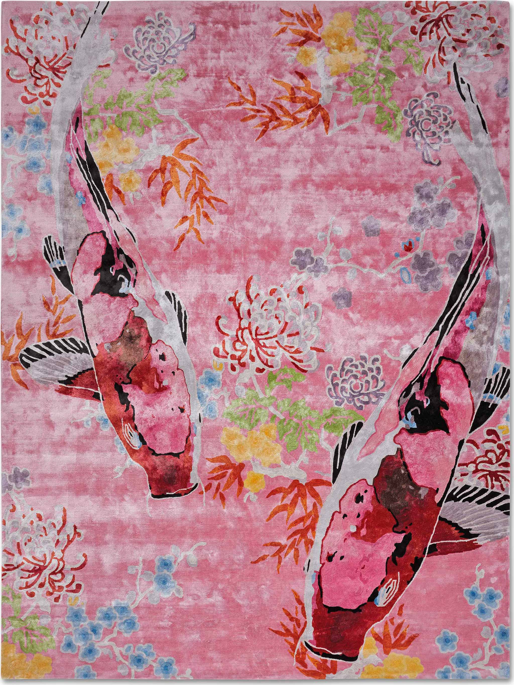 Koi 2 shown in colour Pink by Rug Star by Jürgen Dahlmanns - 100% viscose tufted in China. | Image courtesy of Rug Star.
