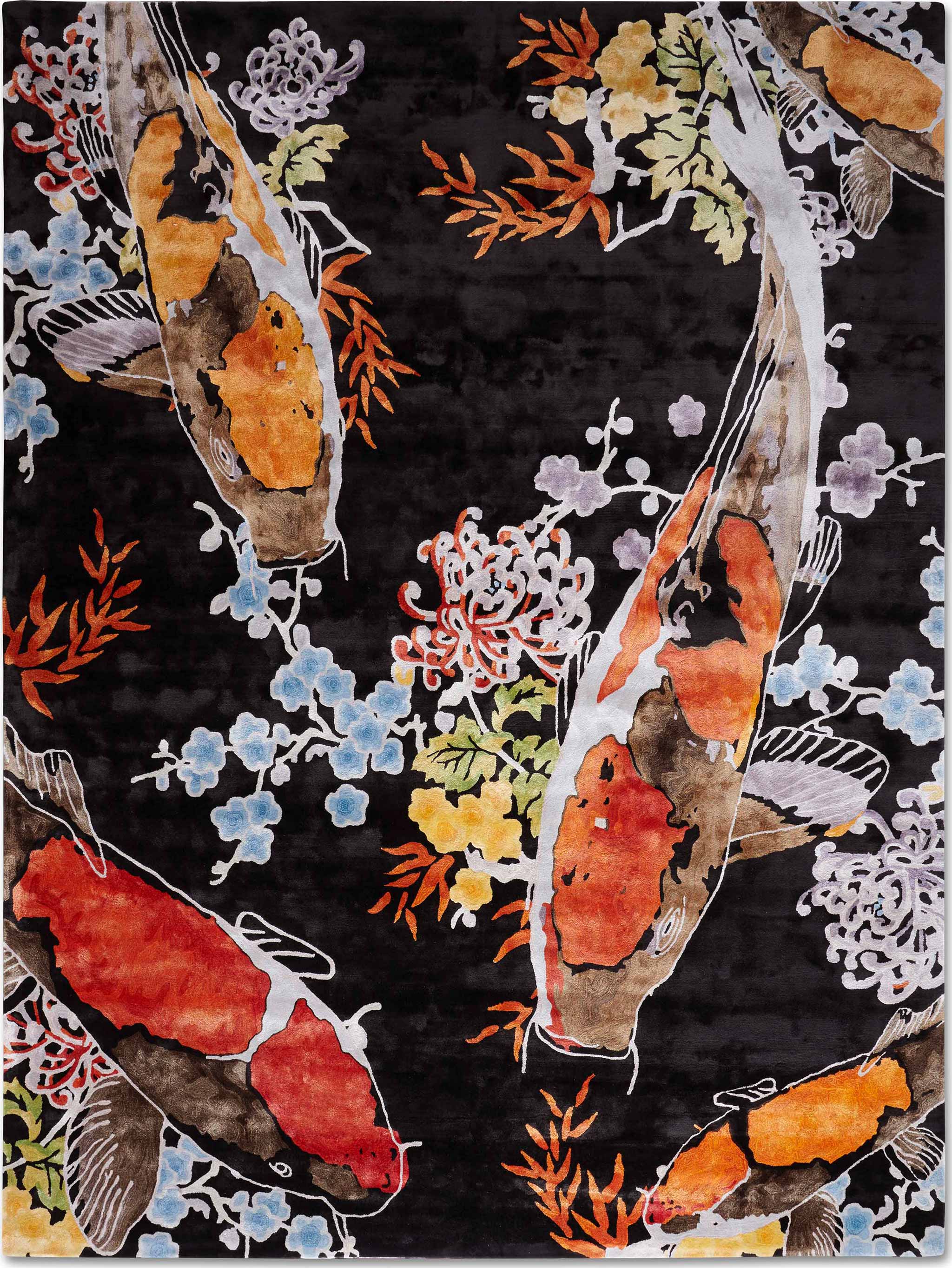Koi 5 shown in colour Black by Rug Star by Jürgen Dahlmanns - 100% viscose tufted in China. | Image courtesy of Rug Star.