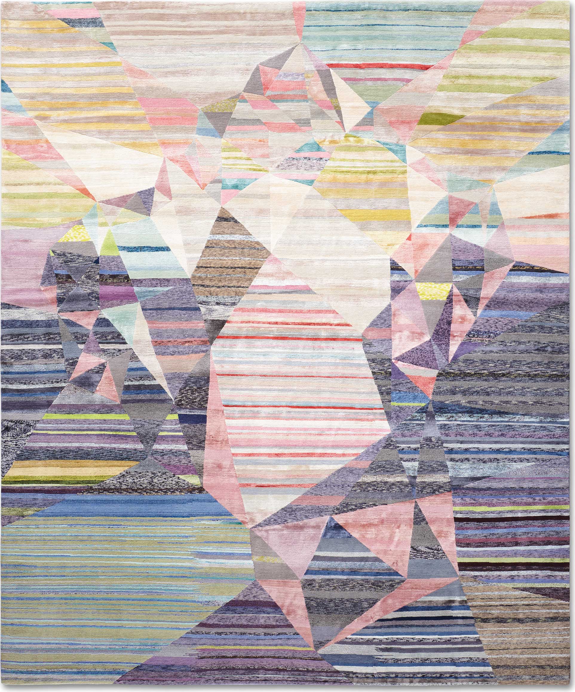 'Heart' by Rug Star by Jürgen Dahlmanns shown in their one-of-a-kind 'Eco' execution which utilizes surplus yarns from their ordinary production to create these extraordinarily unique versions of the firm's carpets. | Image courtesy of Rug Star by Jürgen Dahlmanns.