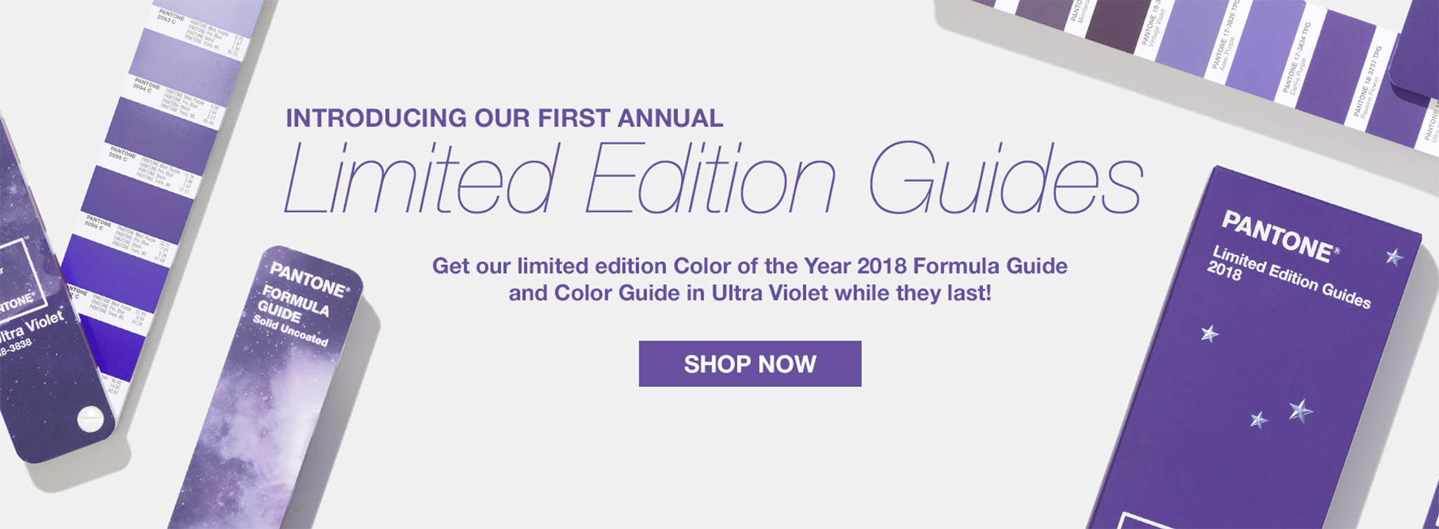The Pantone Color Institute would like to sell consumers a limited edition guide which is the same as their existing guides except it is graced with the 2018 Color of the Year: 'Ultra Violet'. Whomever thought this up must also not know it's 'inaugural' rather than 'first annual'. | Image courtesy of Pantone under the Fair Use Doctrine.