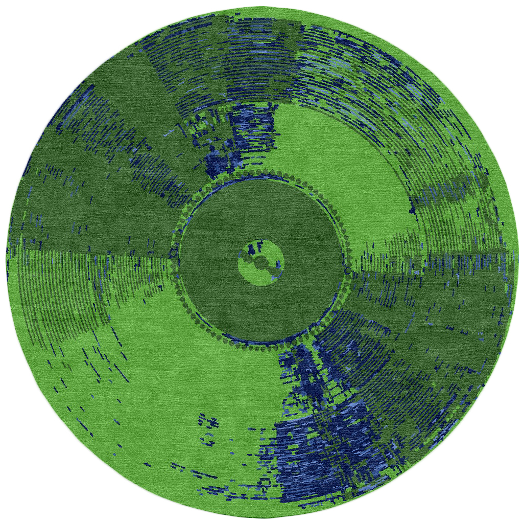 'Vinyl' by Kush Rugs shown via visualization in colourway 'Jives.' | Image courtesy of Kush Rugs.
